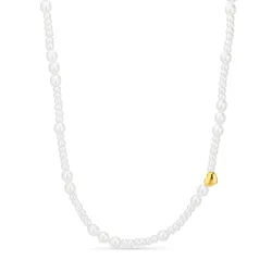 vedenkestävät sydän helmi kaulaketju, jossa on riipus kullattu teräs - OCEANA
