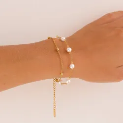 vedenkestävät helmi rannekoru kullattu teräs - OCEANA