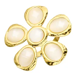 vedenkestävät kukka säädettävissä sormus kullattu teräs - OCEANA