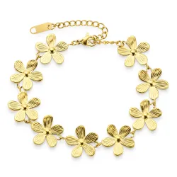 vedenkestävät kukka rannekoru kullattu teräs - OCEANA