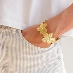 vedenkestävät kukka rannerengas kullattu teräs - OCEANA