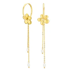 vedenkestävät kukka helmi korvarenkaat  kullattu teräs - OCEANA