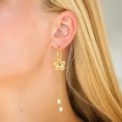 vedenkestävät kukka helmi korvarenkaat  kullattu teräs - OCEANA