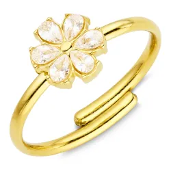 vedenkestävät kukka zirkoni säädettävissä sormus kullattu teräs - OCEANA