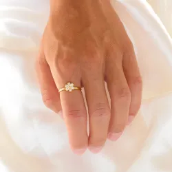 vedenkestävät kukka zirkoni säädettävissä sormus kullattu teräs - OCEANA