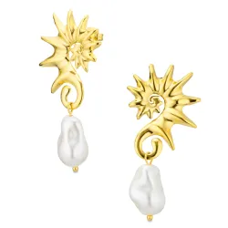 vedenkestävät helmi korvarenkaat  kullattu teräs - OCEANA