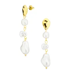 vedenkestävät helmi korvarenkaat  kullattu teräs - OCEANA