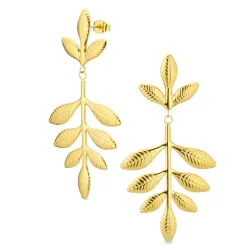 vedenkestävät lehti korvarenkaat  kullattu teräs - OCEANA