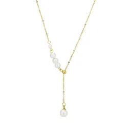 vedenkestävät helmi Y-kaulakoru kullattu teräs - OCEANA