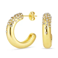 vedenkestävät zirkoni rengaskorvakorut  kullattu teräs - OCEANA