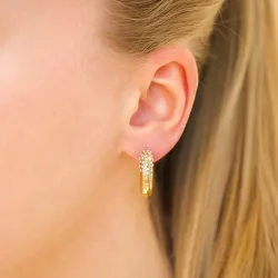 vedenkestävät zirkoni rengaskorvakorut  kullattu teräs - OCEANA