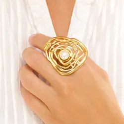 vedenkestävät helmi sormus kullattu teräs - OCEANA