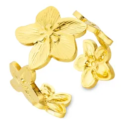 vedenkestävät kukka sormus kullattu teräs - OCEANA