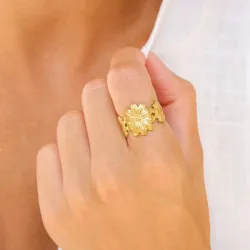 vedenkestävät kukka sormus kullattu teräs - OCEANA