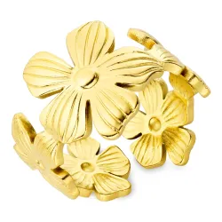 vedenkestävät kukka sormus kullattu teräs - OCEANA