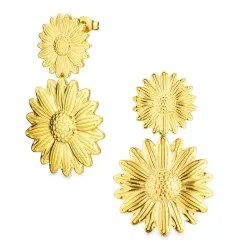 vedenkestävät kukka korvarenkaat  kullattu teräs - OCEANA