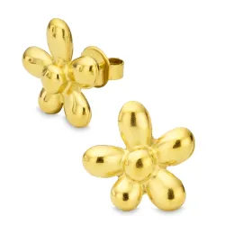 vedenkestävät kukka korvarenkaat  kullattu teräs - OCEANA