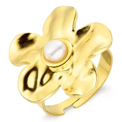 vedenkestävät kukka sormus kullattu teräs - OCEANA