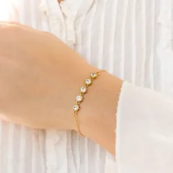 vedenkestävät zirkoni rannekoru kullattu teräs - OCEANA