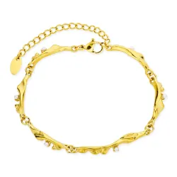 vedenkestävät helmi rannekoru kullattu teräs - OCEANA