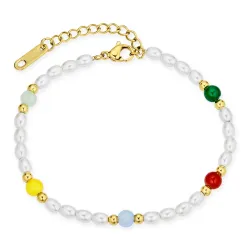 vedenkestävät monivärinen helmi rannekoru kullattu teräs - OCEANA