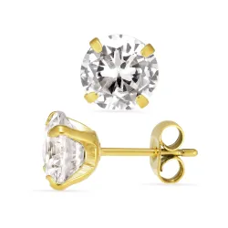 8 mm vedenkestävät solitaire-nappikorvakorut  kullattu teräs - OCEANA