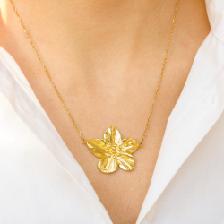 vedenkestävät kukka kaulaketju kullattu teräs - OCEANA