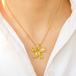 vedenkestävät kukka kaulaketju kullattu teräs - OCEANA