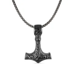 vedenkestävät Torin vasara kaulaketju musta teräs - OCEANA