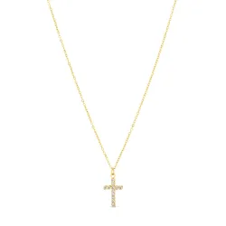 vedenkestävät risti valkoinen zirkoni kaulaketju kullattu teräs - OCEANA