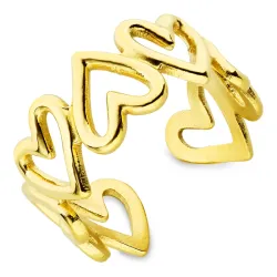 vedenkestävät sydän säädettävissä sormus kullattu teräs - OCEANA