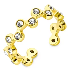 vedenkestävät zirkoni säädettävissä sormus kullattu teräs - OCEANA