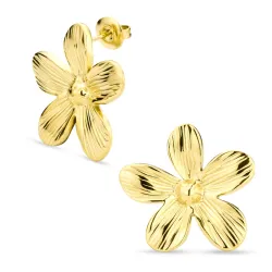 vedenkestävät kukka korvarenkaat  kullattu teräs - OCEANA