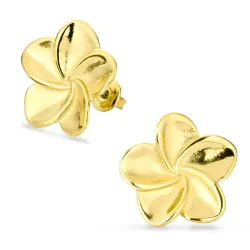 vedenkestävät kukka korvarenkaat  kullattu teräs - OCEANA