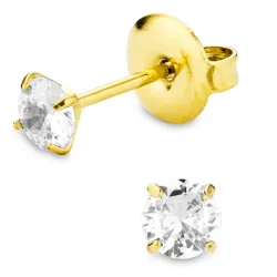 4 mm vedenkestävät zirkoni solitaire-nappikorvakorut  kullattu teräs - OCEANA