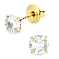 6 mm vedenkestävät solitaire-nappikorvakorut  kullattu teräs - OCEANA