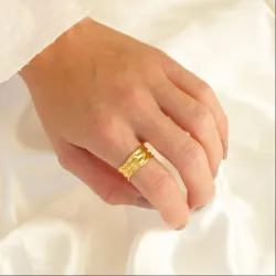 vedenkestävät säädettävissä sormus koko 54-58 kullattu teräs - OCEANA