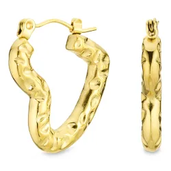 vedenkestävät sydän korvarenkaat  kullattu teräs - OCEANA