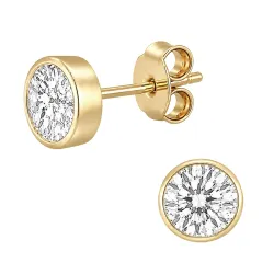 6 mm vedenkestävät zirkoni solitaire-nappikorvakorut  kullattu teräs - OCEANA