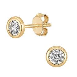 4 mm vedenkestävät zirkoni solitaire-nappikorvakorut  kullattu teräs - OCEANA