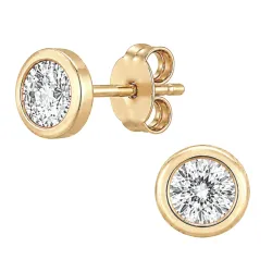 6 mm vedenkestävät zirkoni solitaire-nappikorvakorut  kullattu teräs - OCEANA
