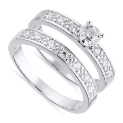 Leveä valkoinen zirkoni sormus hopeaa