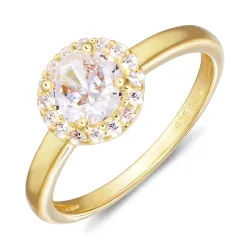 zirkoni sormus kullattua hopeaa