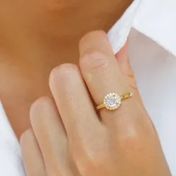 zirkoni sormus kullattua hopeaa