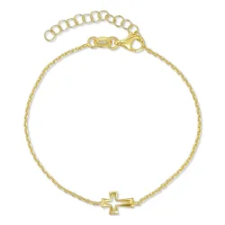 risti rannekoru kullattua hopeaa