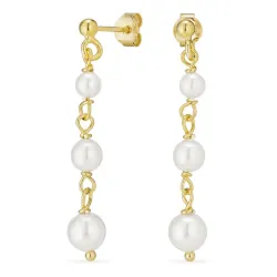 pitkät helmi ketjukorvakorut  kullattu hopea