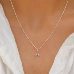 a-kirjain monivärinen zirkoni kaulaketju hopeaa - My Letter