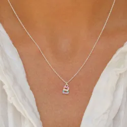 b-kirjain monivärinen zirkoni kaulaketju hopeaa - My Letter