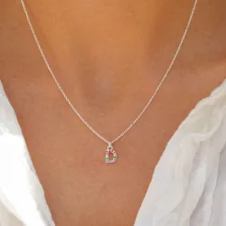 d-kirjain monivärinen zirkoni kaulaketju hopeaa - My Letter