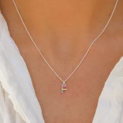 f-kirjain monivärinen zirkoni kaulaketju hopeaa - My Letter